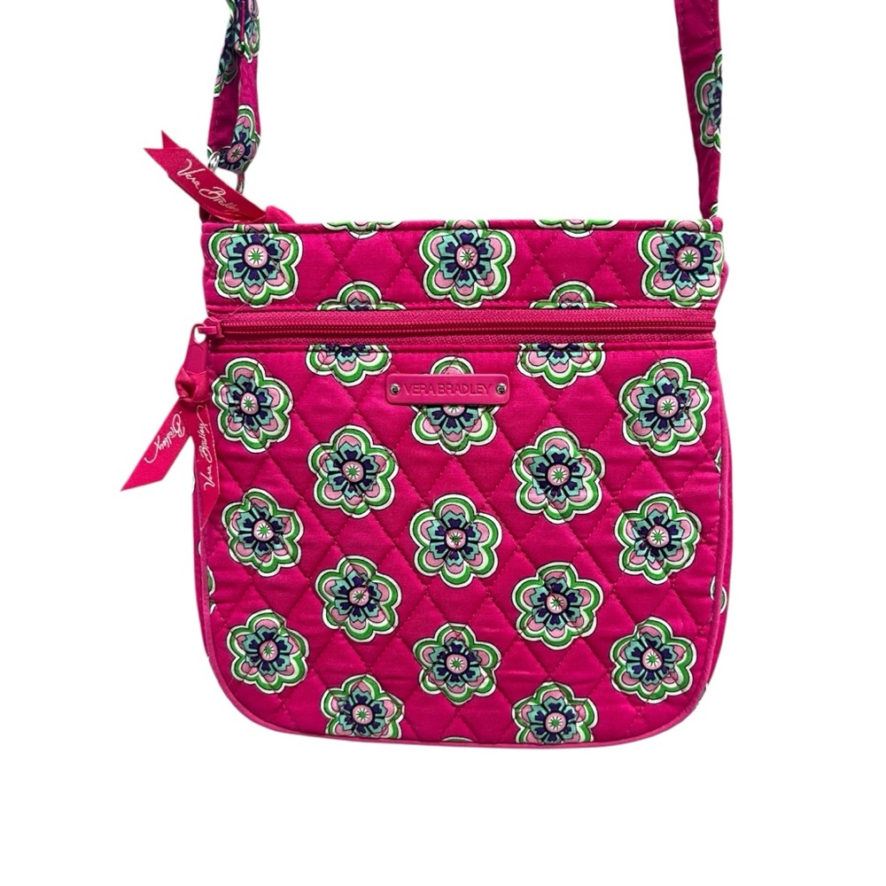 Vera Bradley Raspberry Pink Floral Hipster Crossbody Purse Adjustable Strap‎